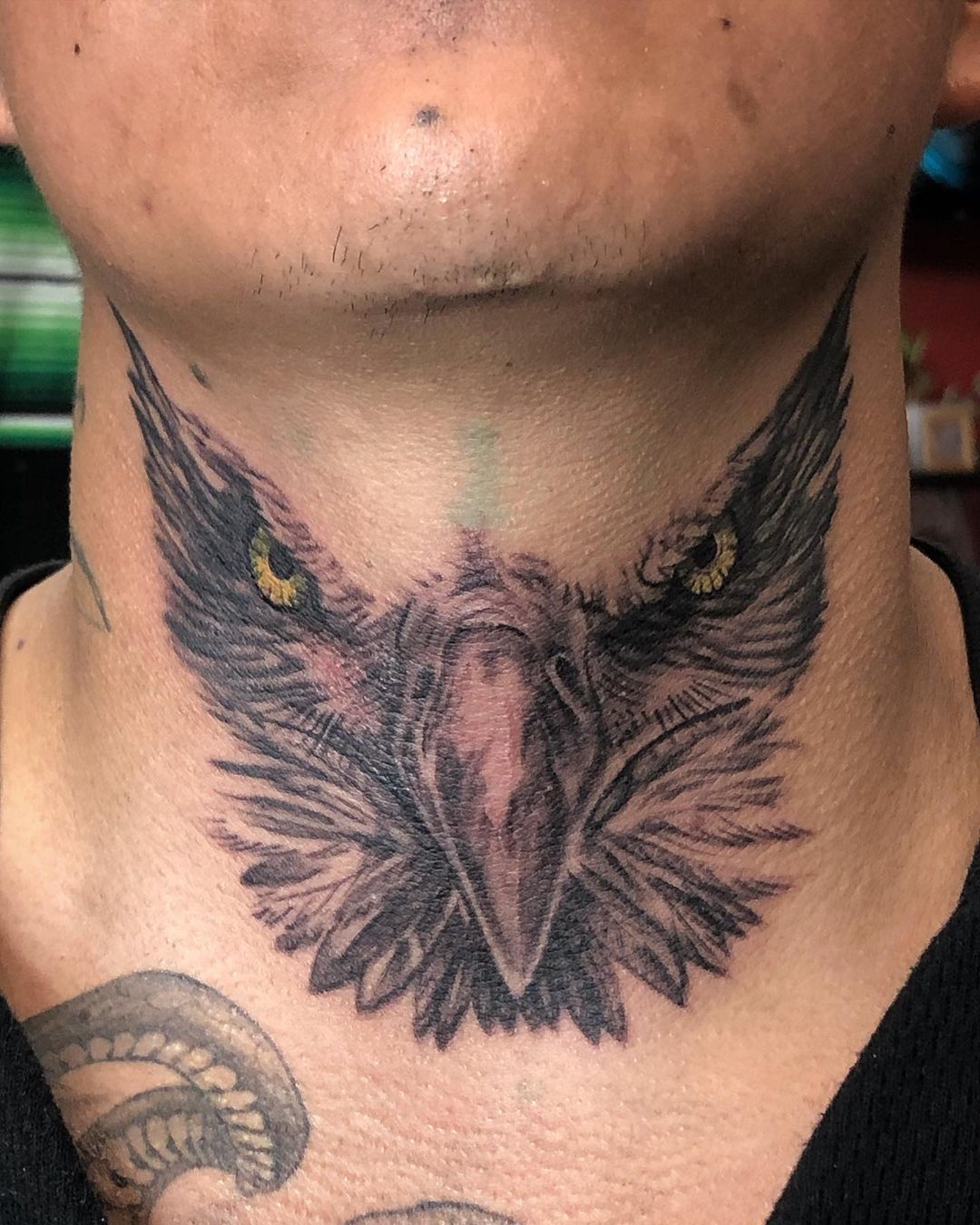 owl neck tattoos for men 0029