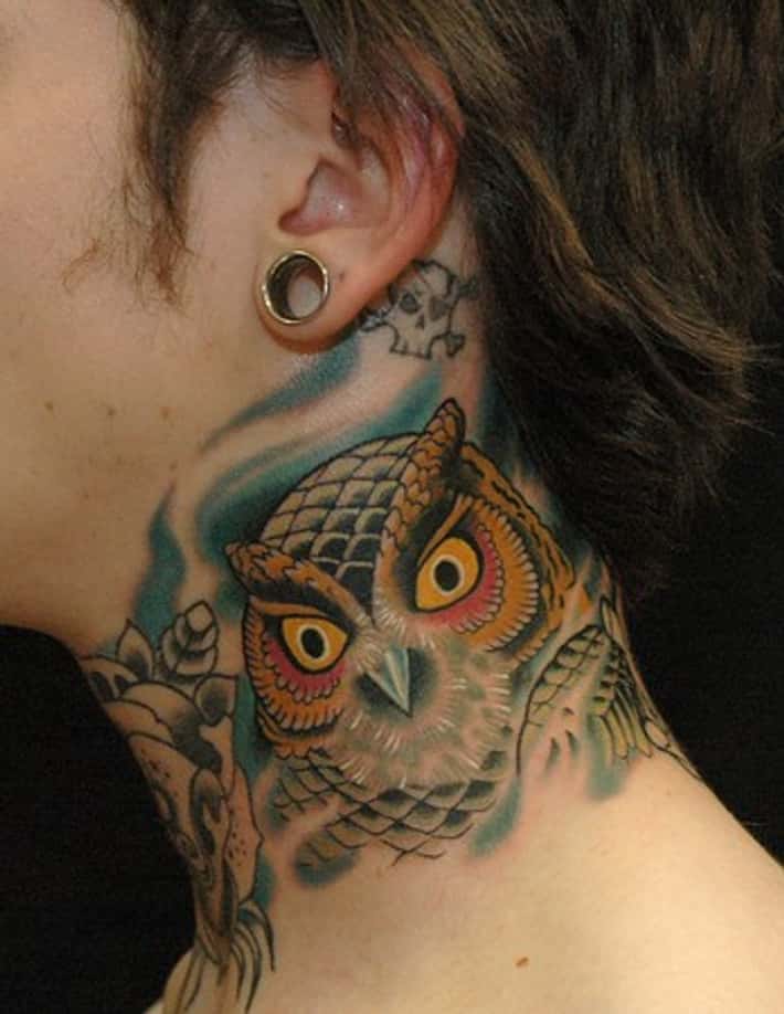 owl neck tattoos for men 0037