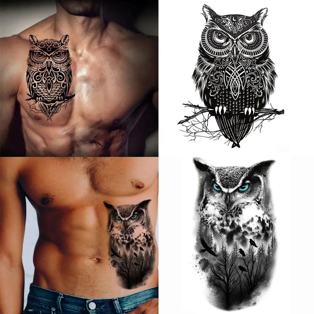 owl neck tattoos for men 0049