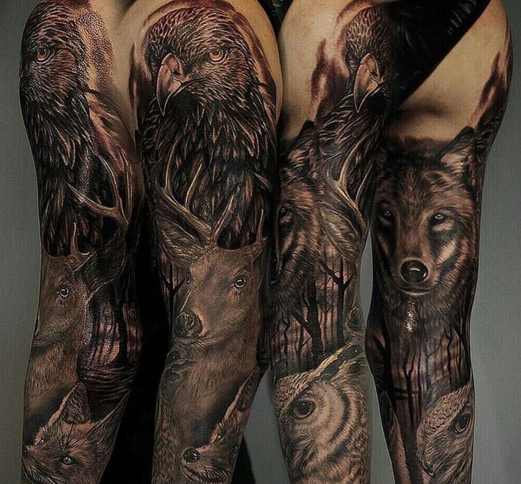 popular animal sleeve tattoos for men