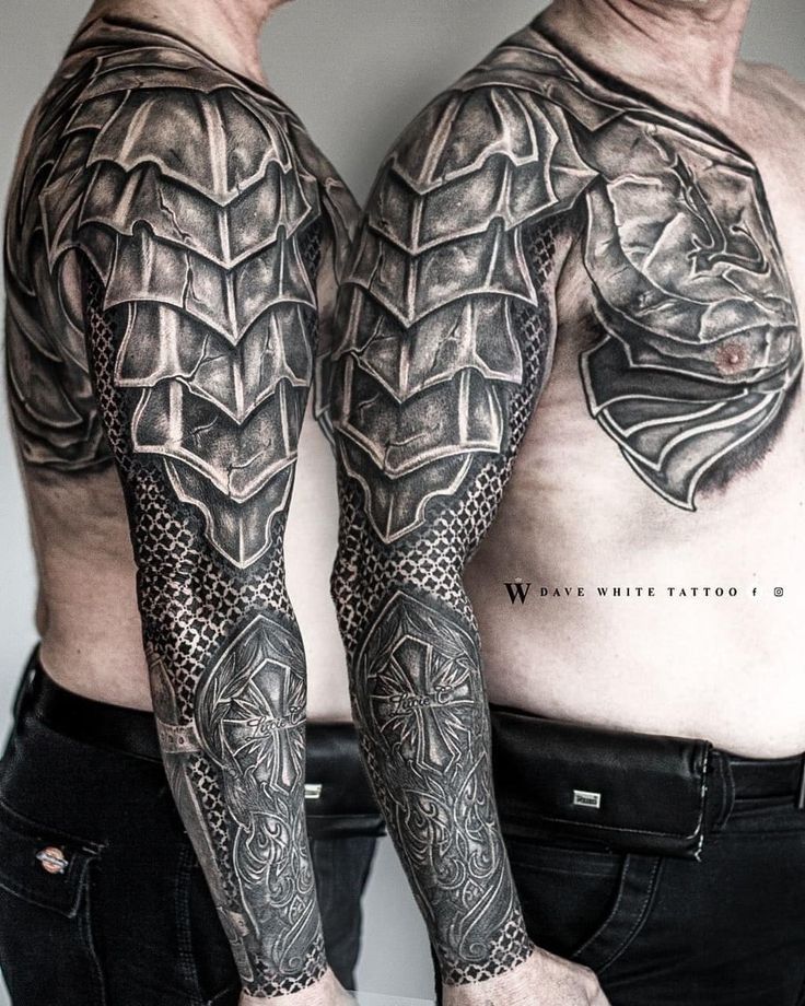 popular armor sleeve tattoos for men