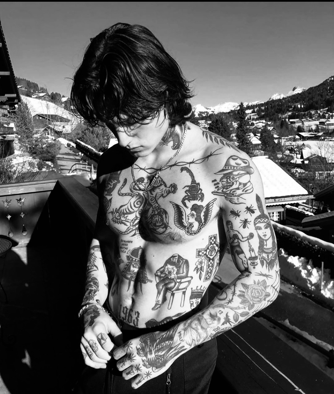 popular black and white tattoos for men