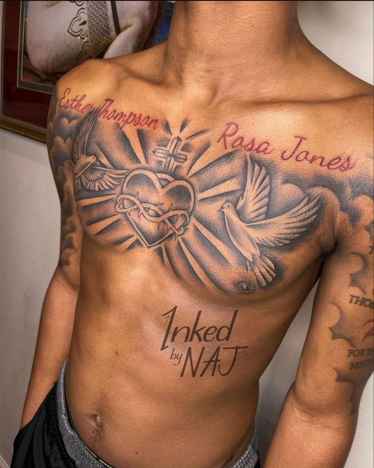 popular chest tattoos for men with clouds