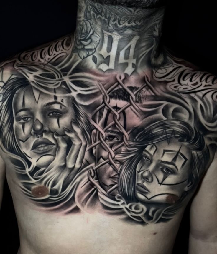 popular Chicano chest tattoos for men