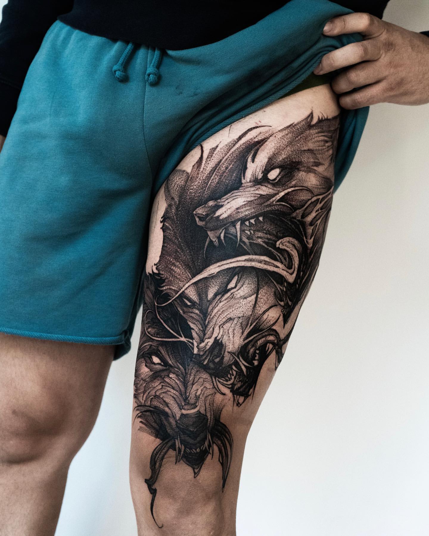 popular dragon leg tattoos for men styles