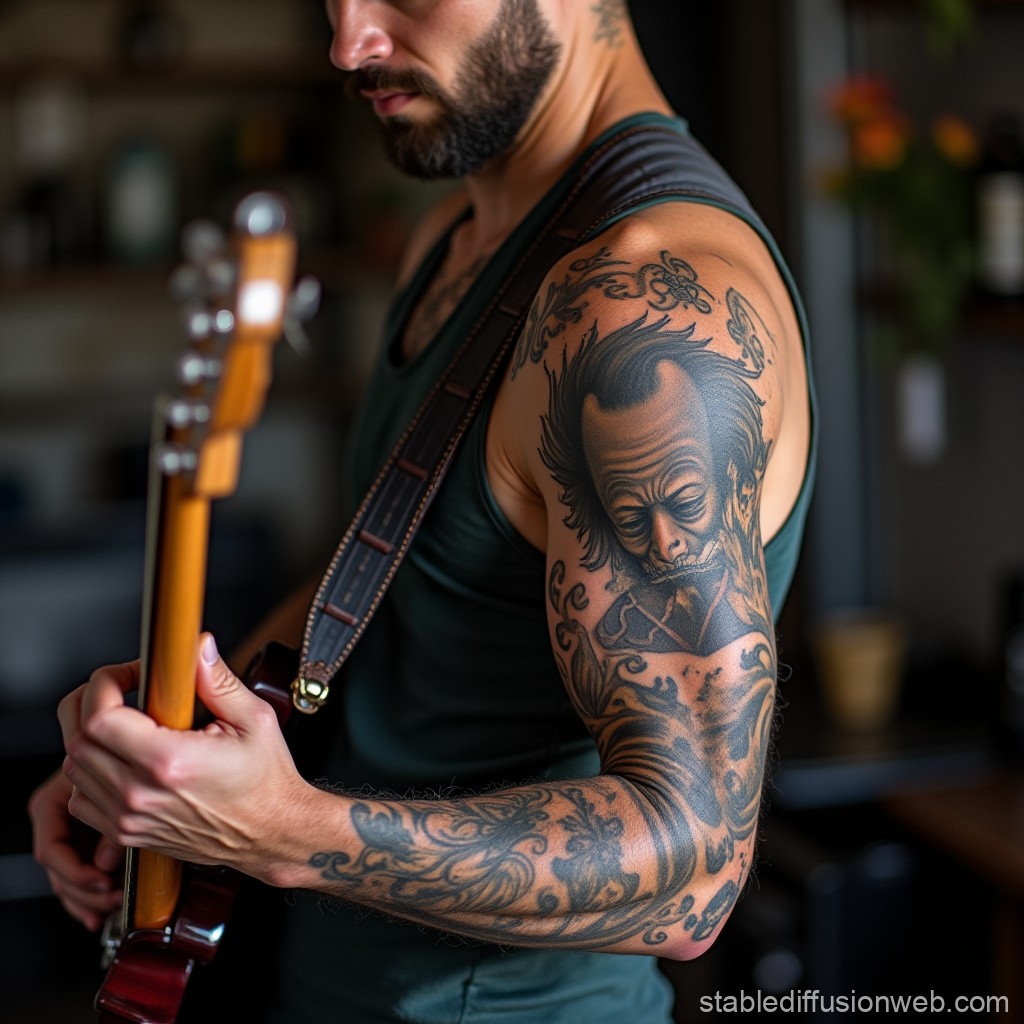 popular guitar tattoos for men