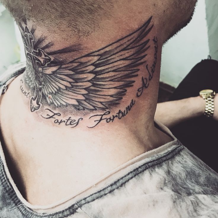 popular neck tattoos for men wings styles