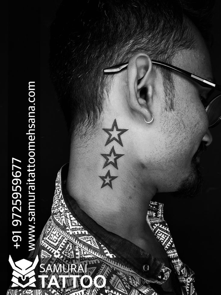 popular star tattoos on neck for men