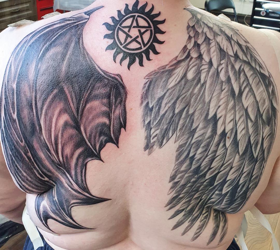 popular styles of Angel Demon tattoos for men