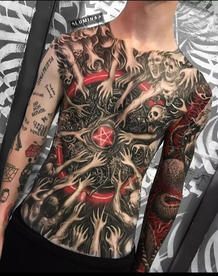 popular styles of demon back tattoos for men