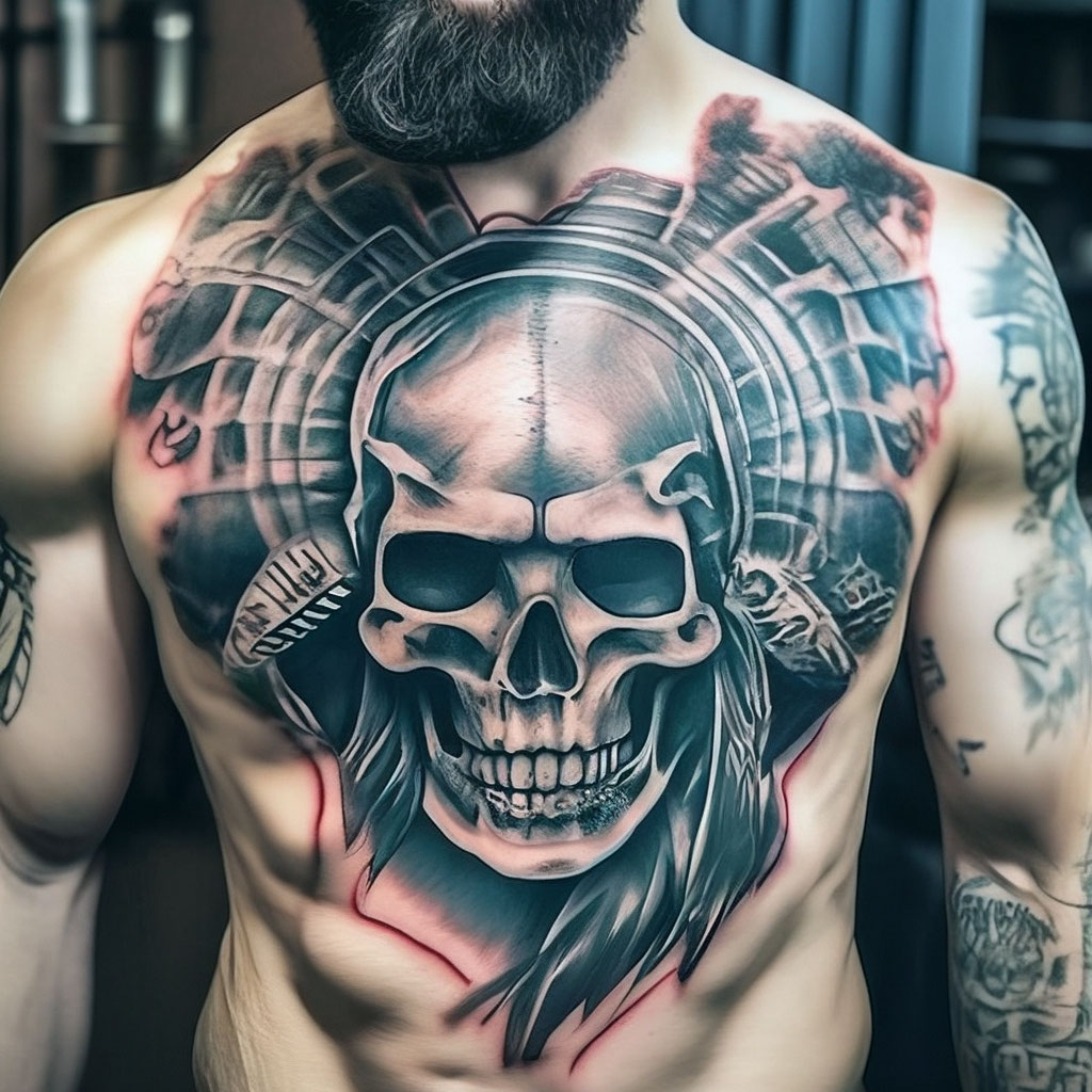 popular warrior chest tattoos for men