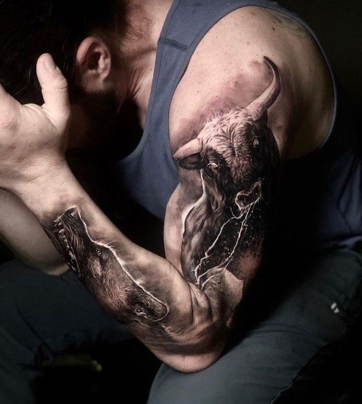 powerful bull tattoos for men