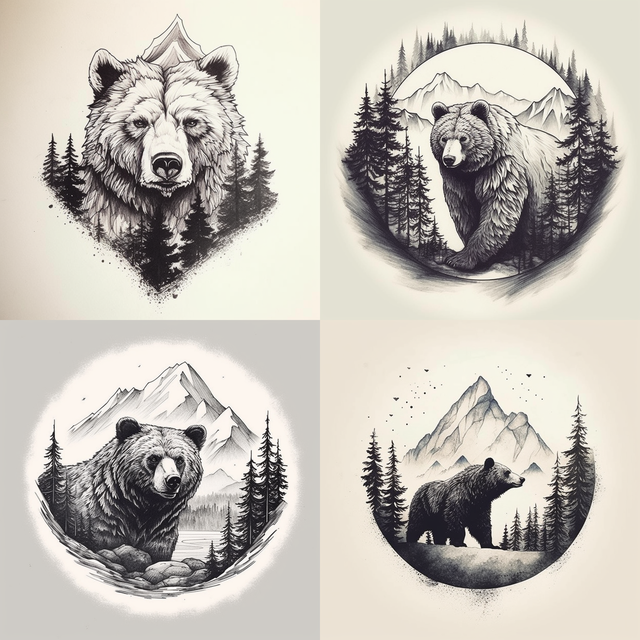 realistic bear tattoos for men