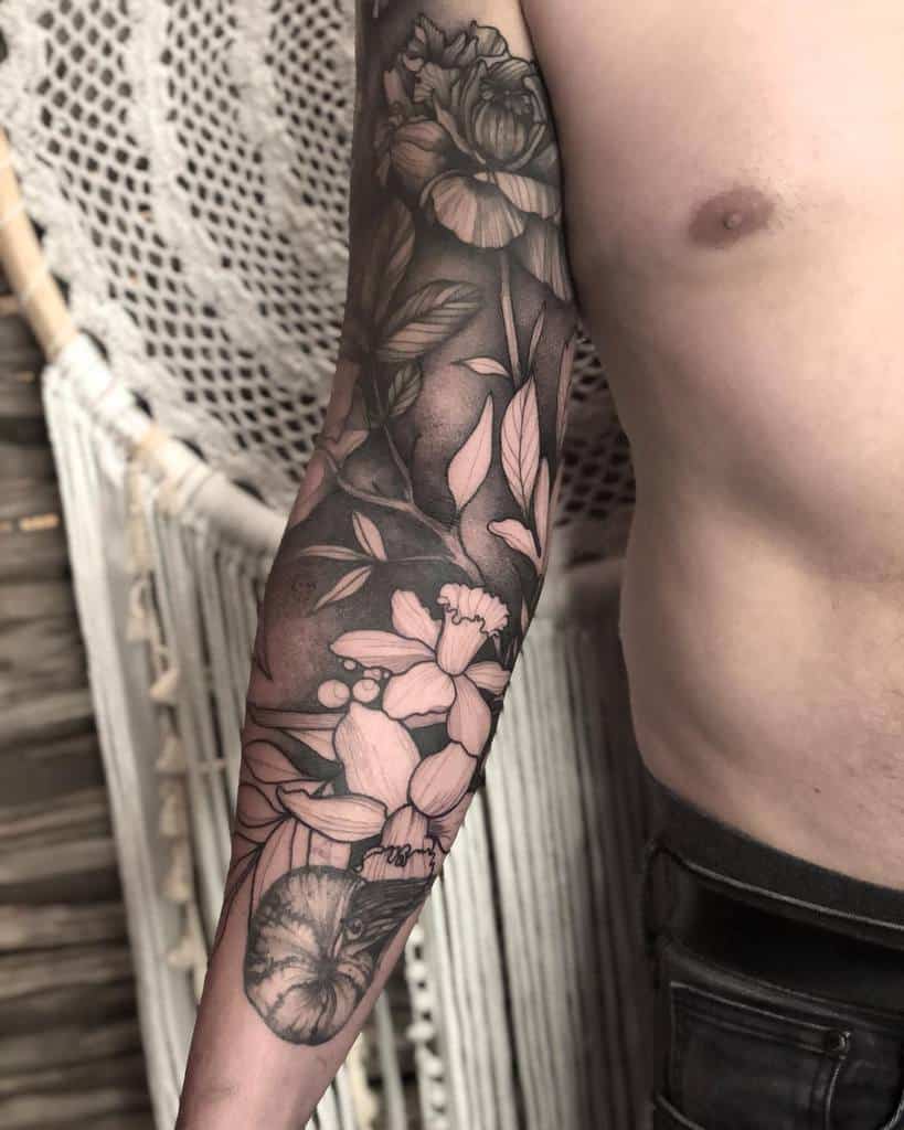 realistic flower tattoos for men