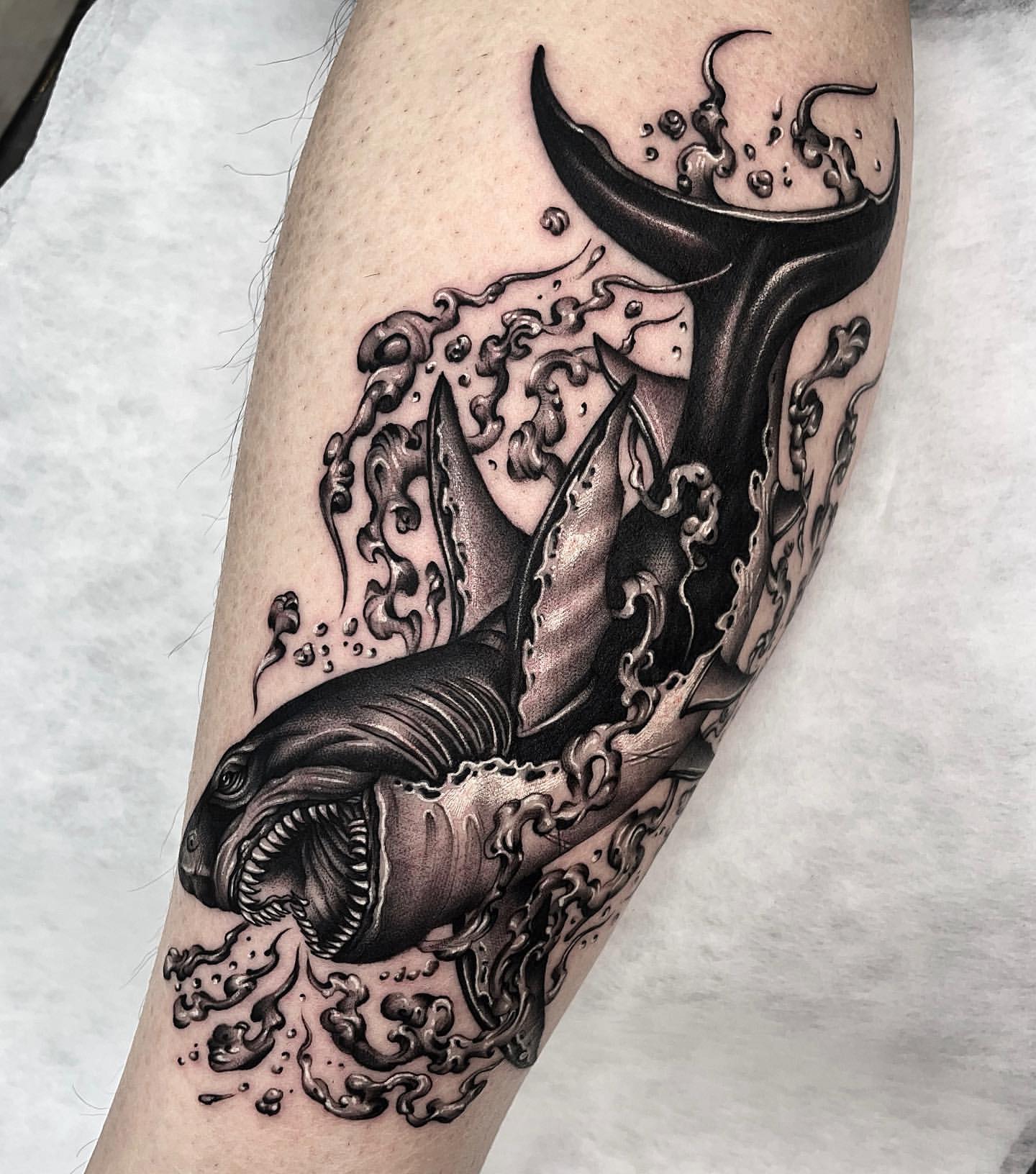 realistic shark tattoos for men