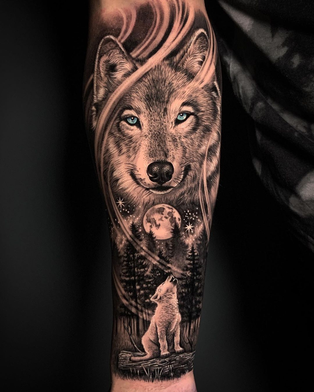 realistic wolf tattoos for men