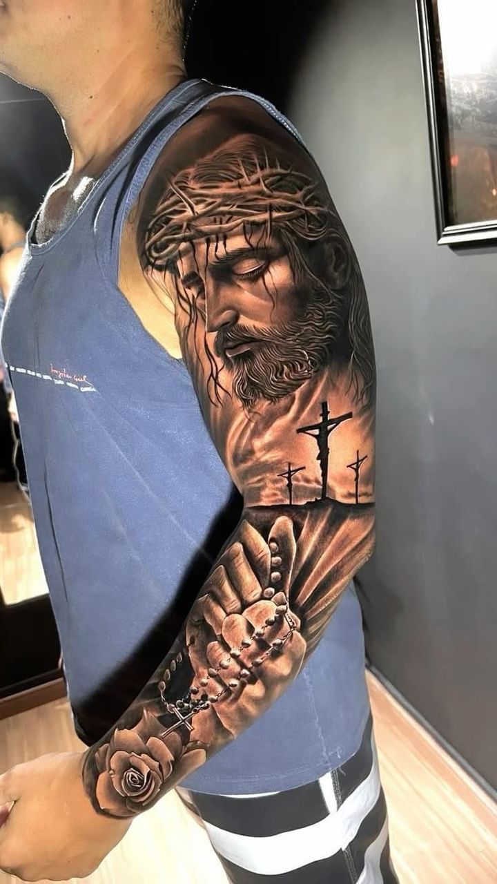 religious half sleeve tattoos for men 0052