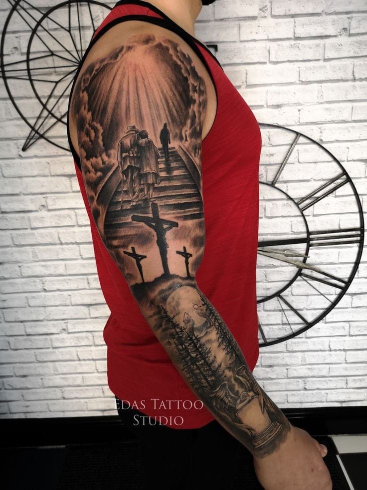 religious half sleeve tattoos for men 0070