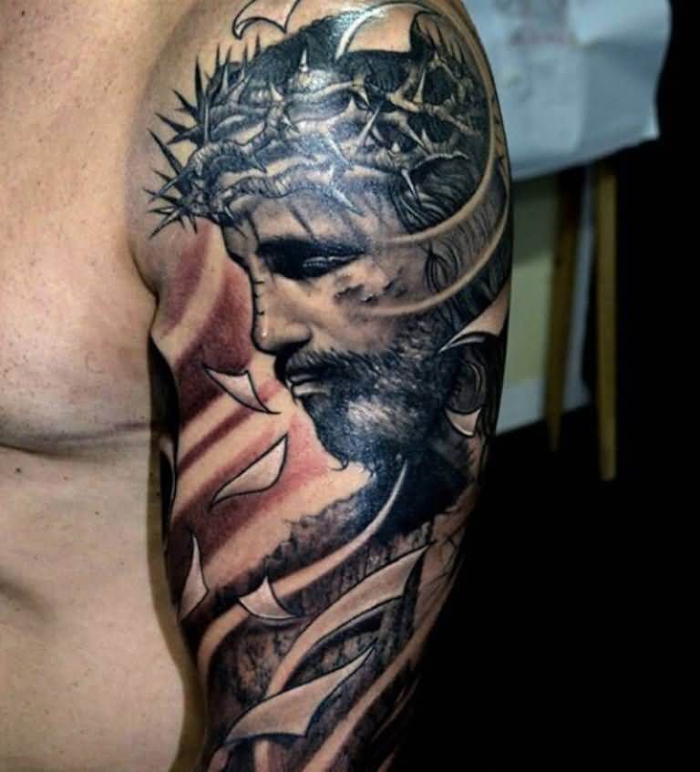 religious shoulder tattoos for men ideas