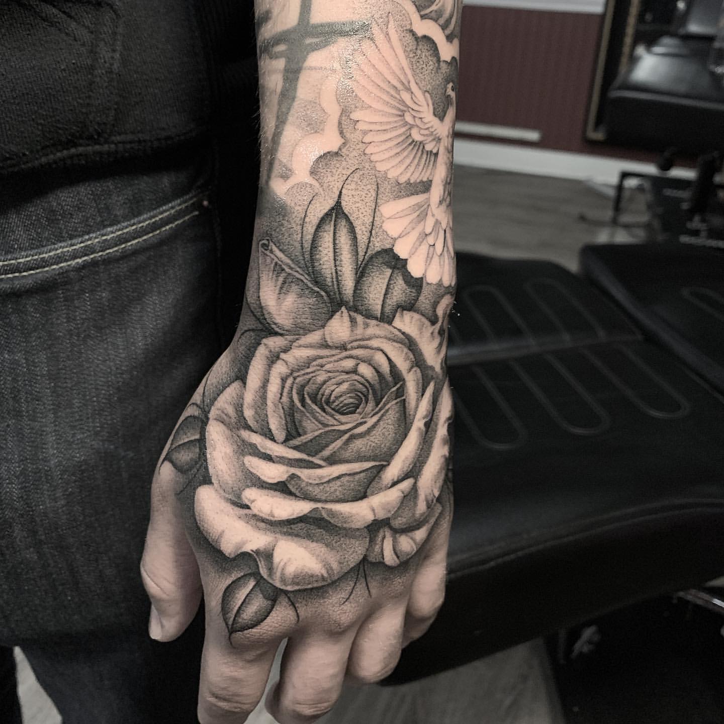 rose tattoos for men on hand 0014