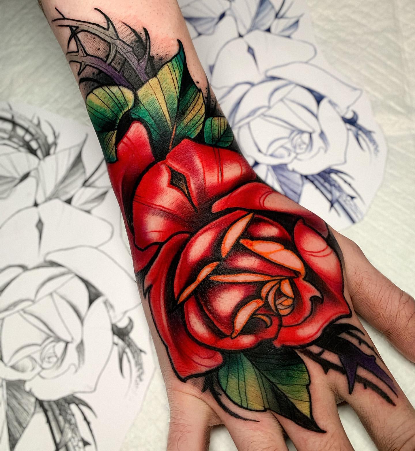 rose tattoos for men on hand 0056