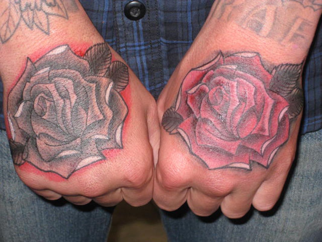 rose tattoos for men on hand 0091