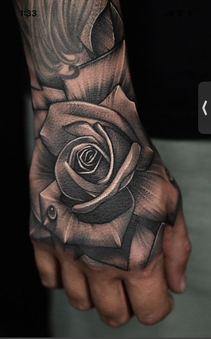 rose tattoos for men on hand 0095