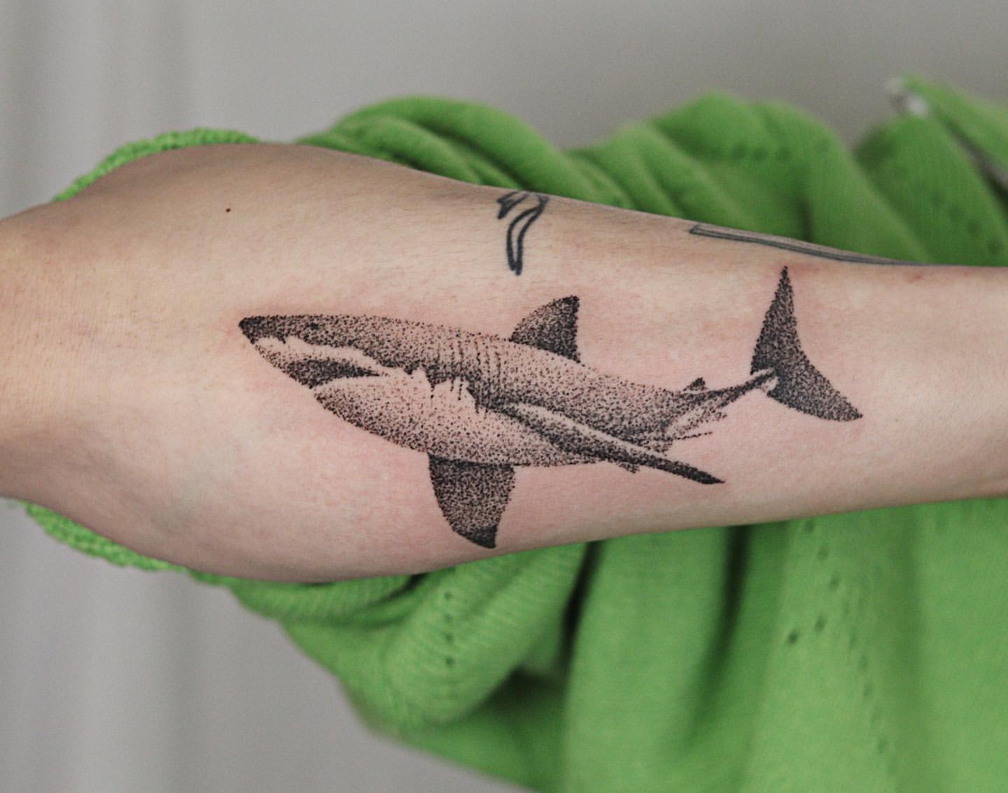 shark half-sleeve tattoos for men