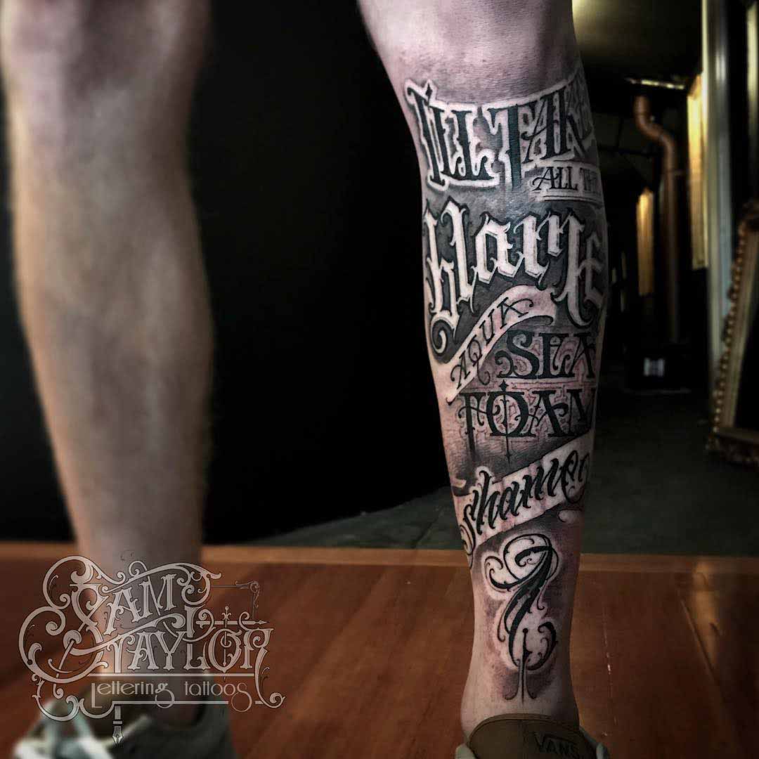 Shin tattoos for men 0014