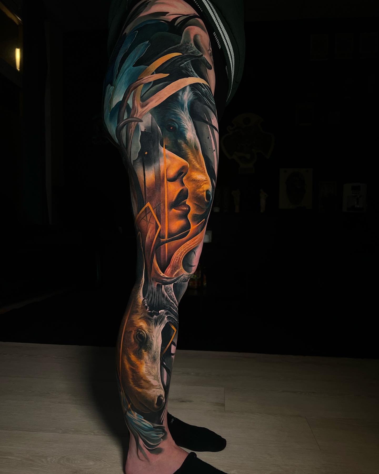 Shin tattoos for men 0076