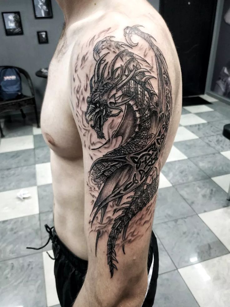 shoulder tattoos for men dragon 0044