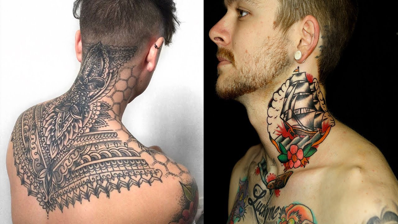 side neck tattoos for men with symbolism