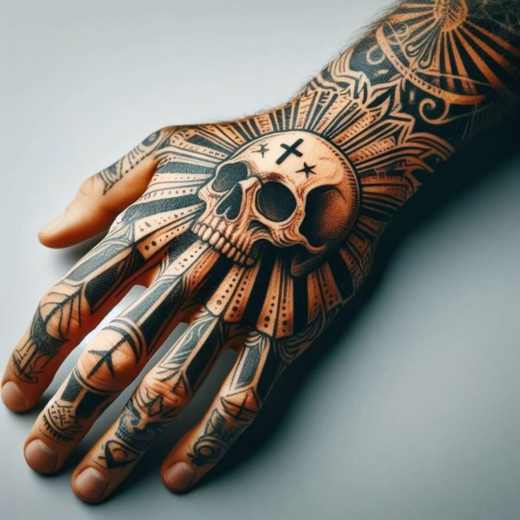 skull hand tattoos for men 0070