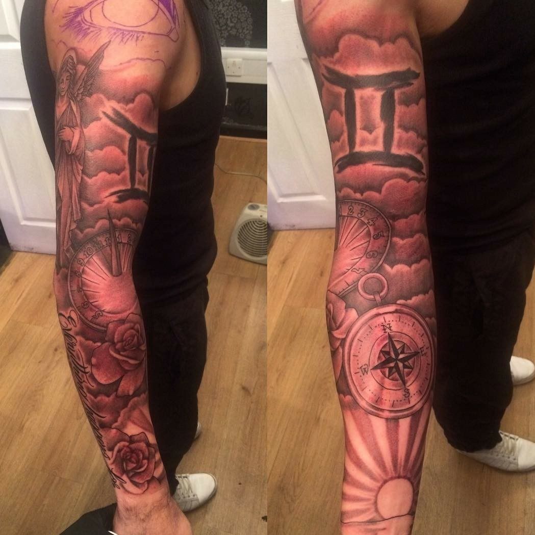 sleeve tattoo ideas with Gemini for men