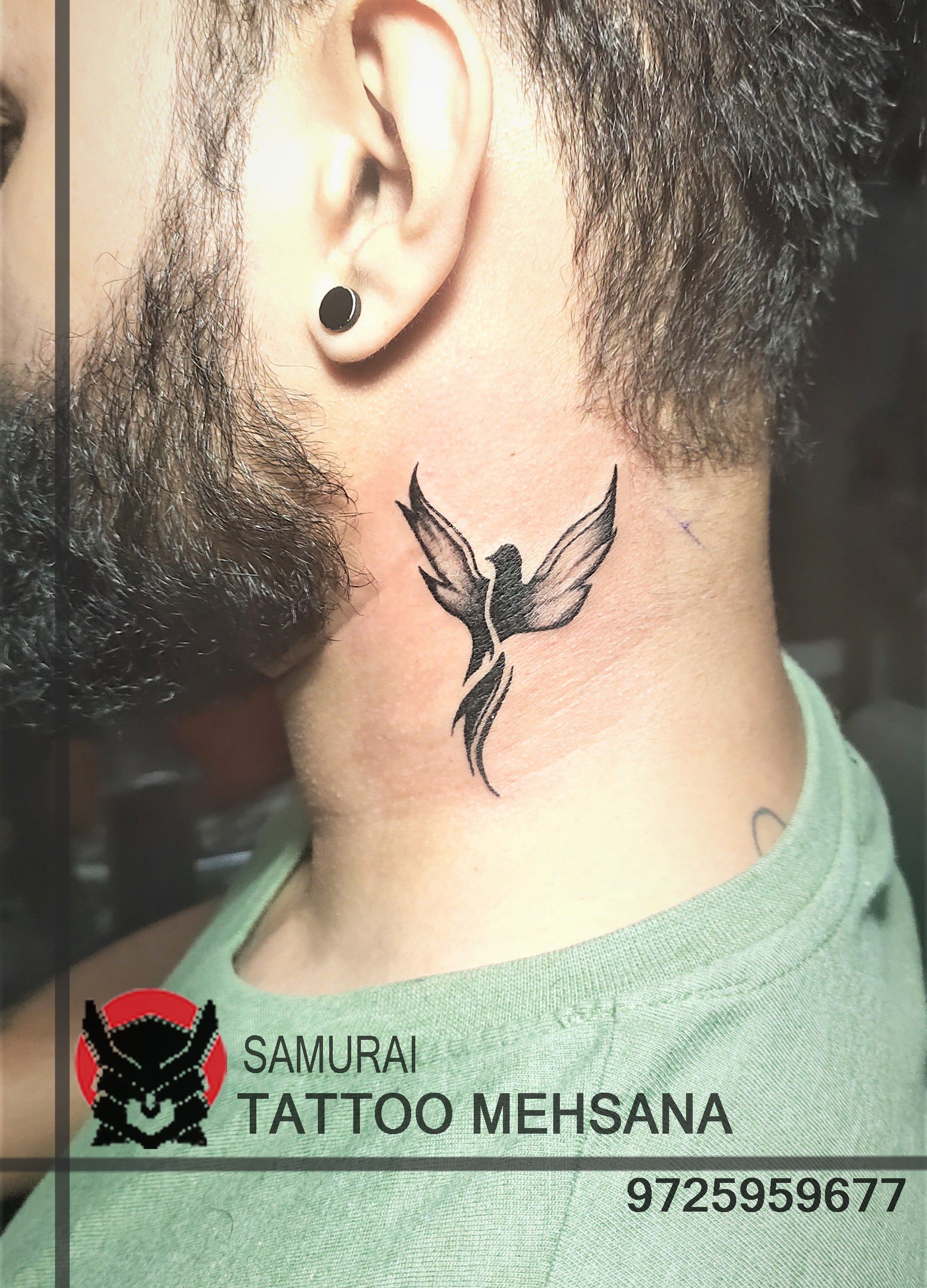 small bird neck tattoos for men