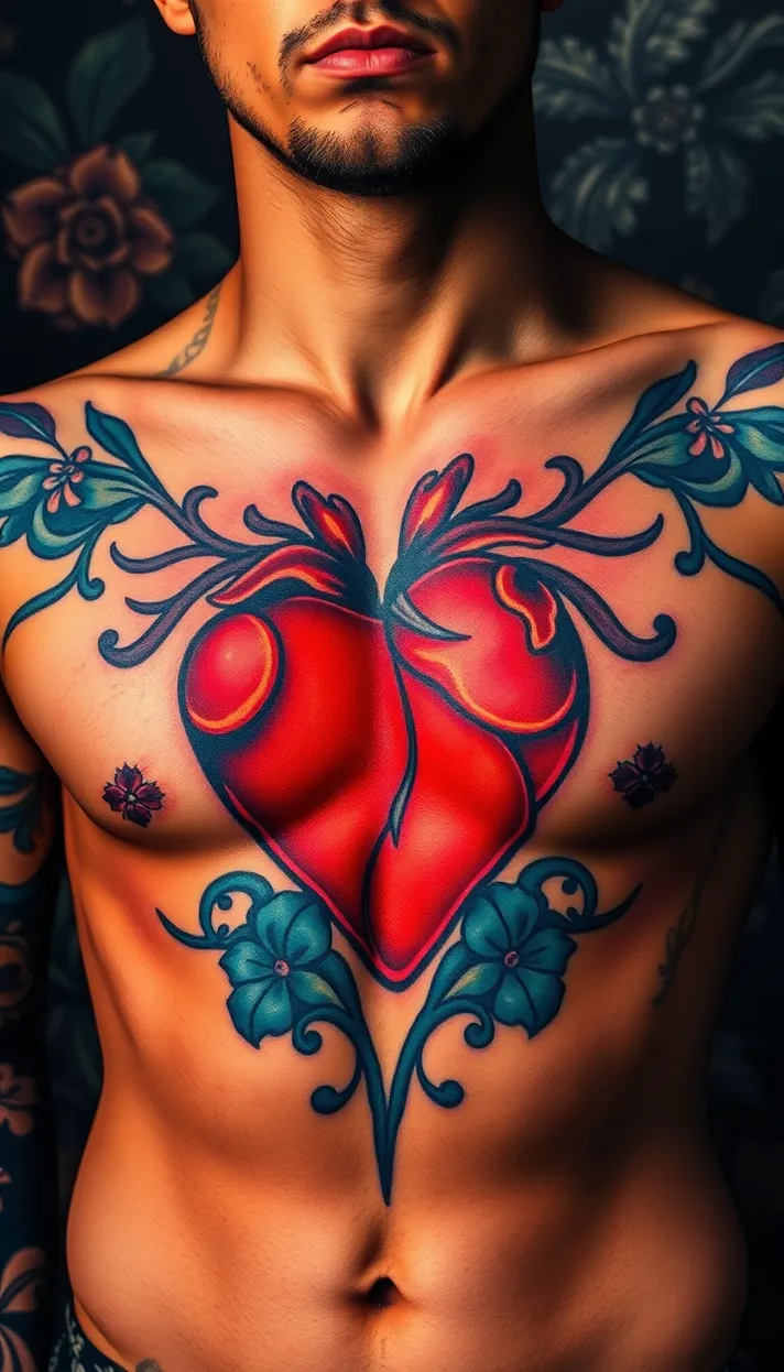 small heart tattoos on chest for men