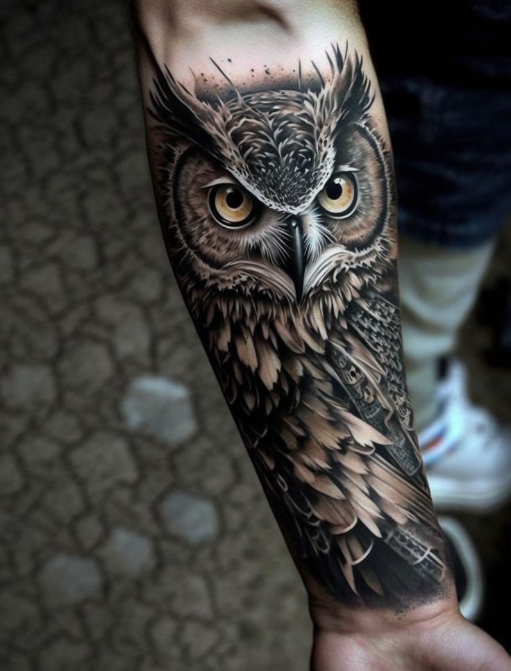 small owl tattoos for men.