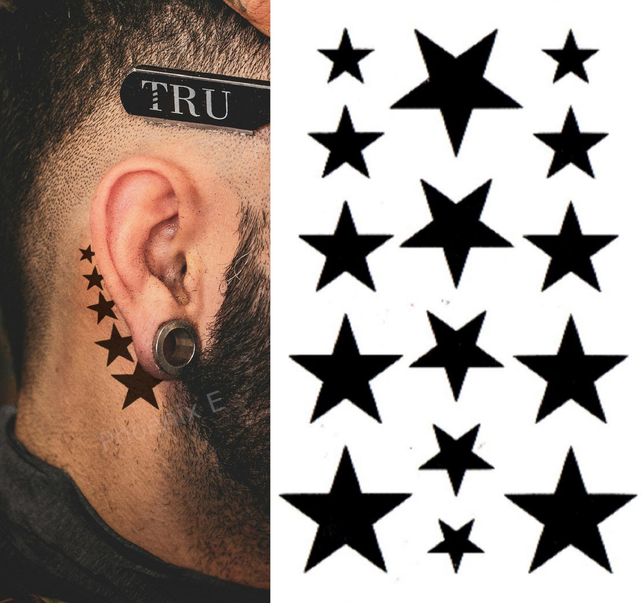 small star tattoos on neck for men