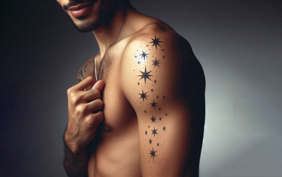 star tattoos on neck for men ideas