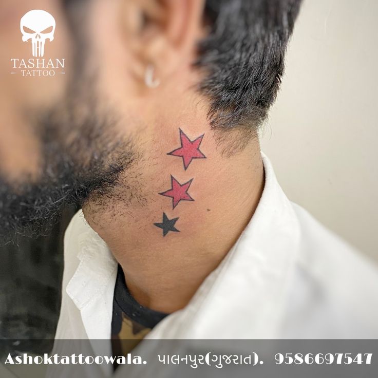 star tattoos on neck for men 0010