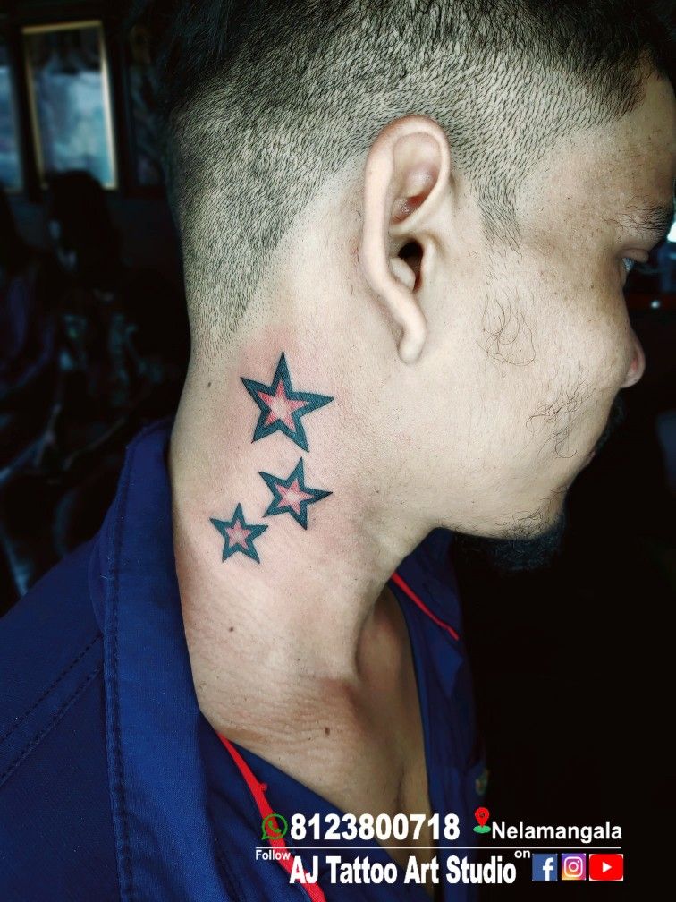 star tattoos on neck for men 0039