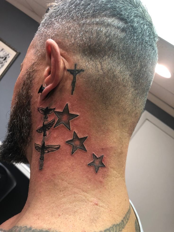 star tattoos on neck for men 0045