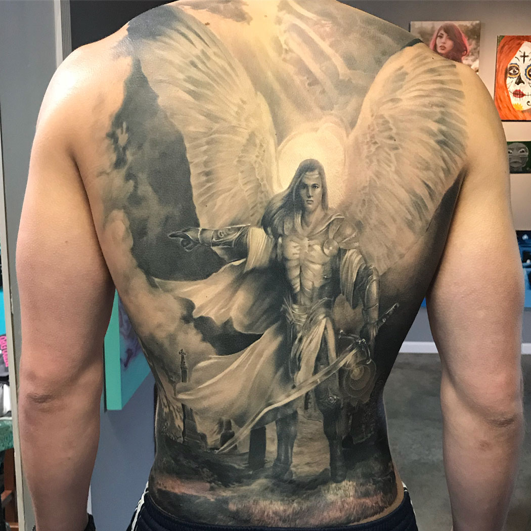 stylish archangel tattoo designs for men