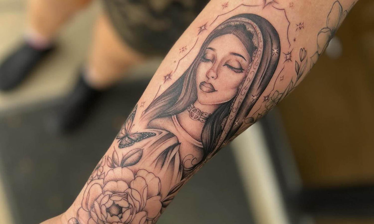 stylish Virgin Mary tattoos for men