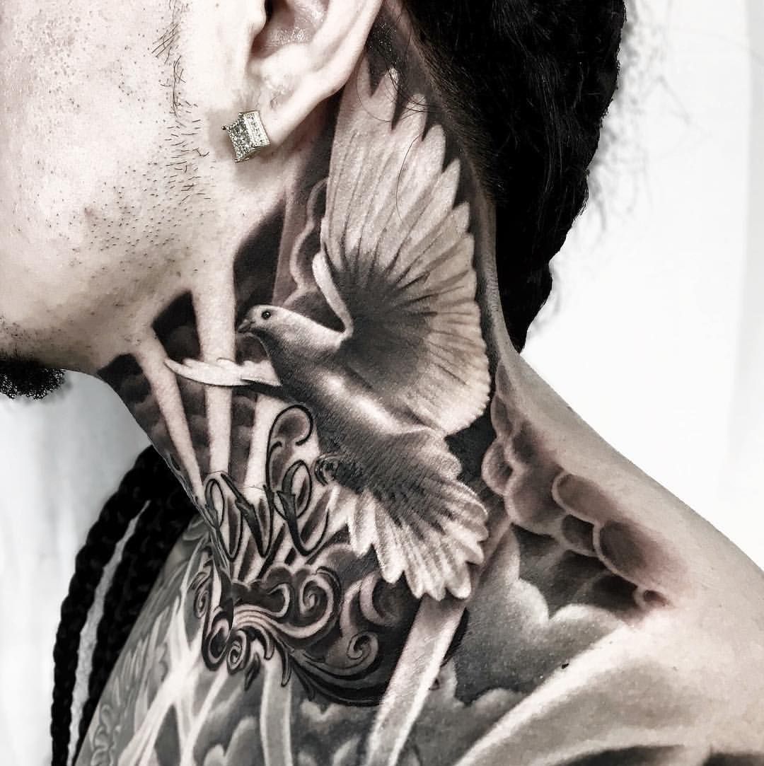 symbolism behind dove neck tattoos for men