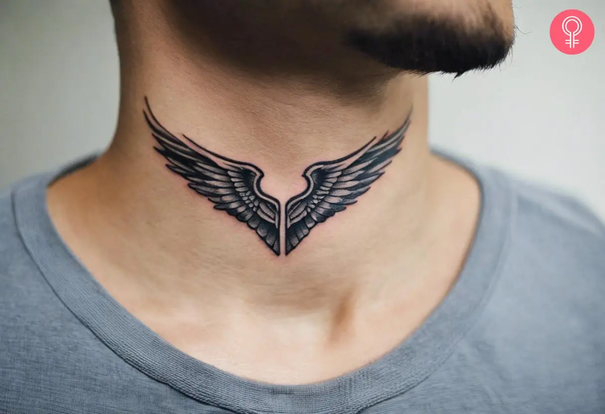 symbolism of neck tattoos for men wings