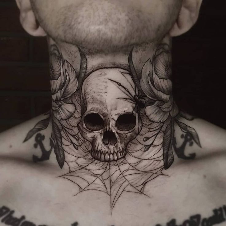 throat skull neck tattoo ideas for men