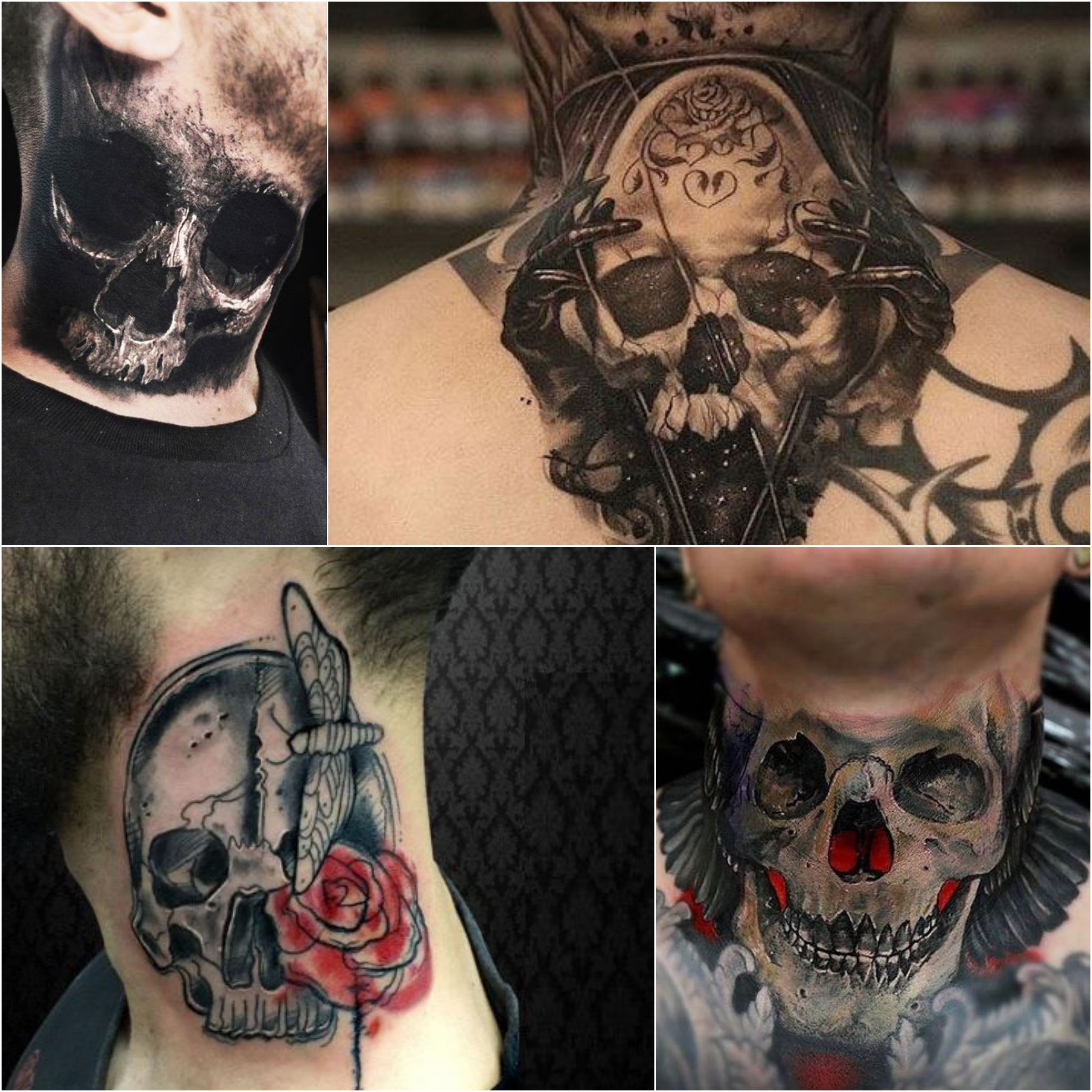 throat skull neck tattoos for men 0010