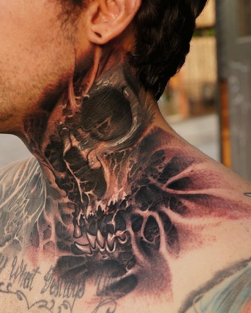 throat skull neck tattoos for men 0011