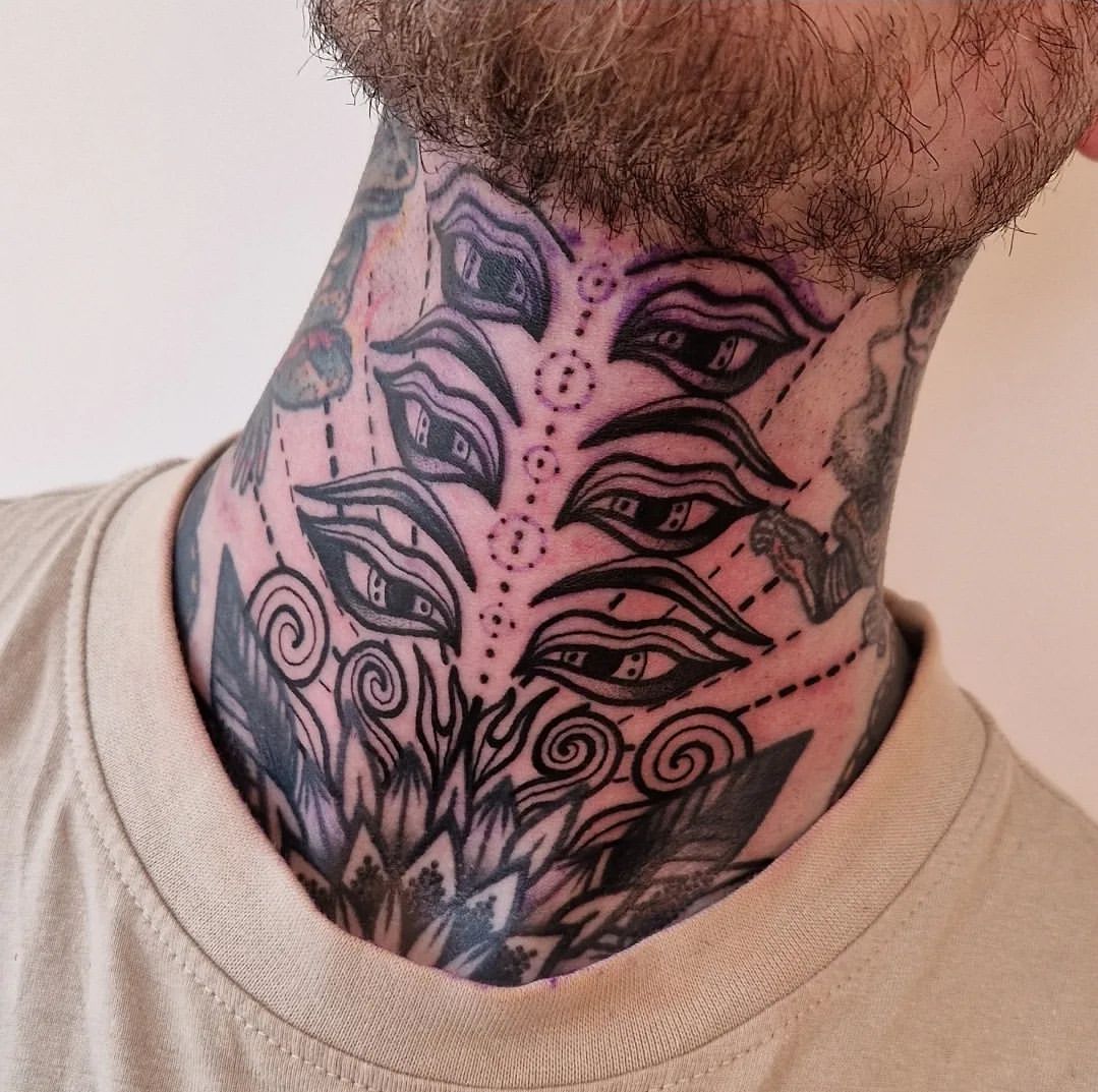 throat skull neck tattoos for men 0016